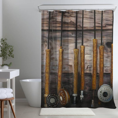 Shower Curtain SL7 – Polyester Shower Curtain, Dye Sublimation Print, 71" W × 74" L