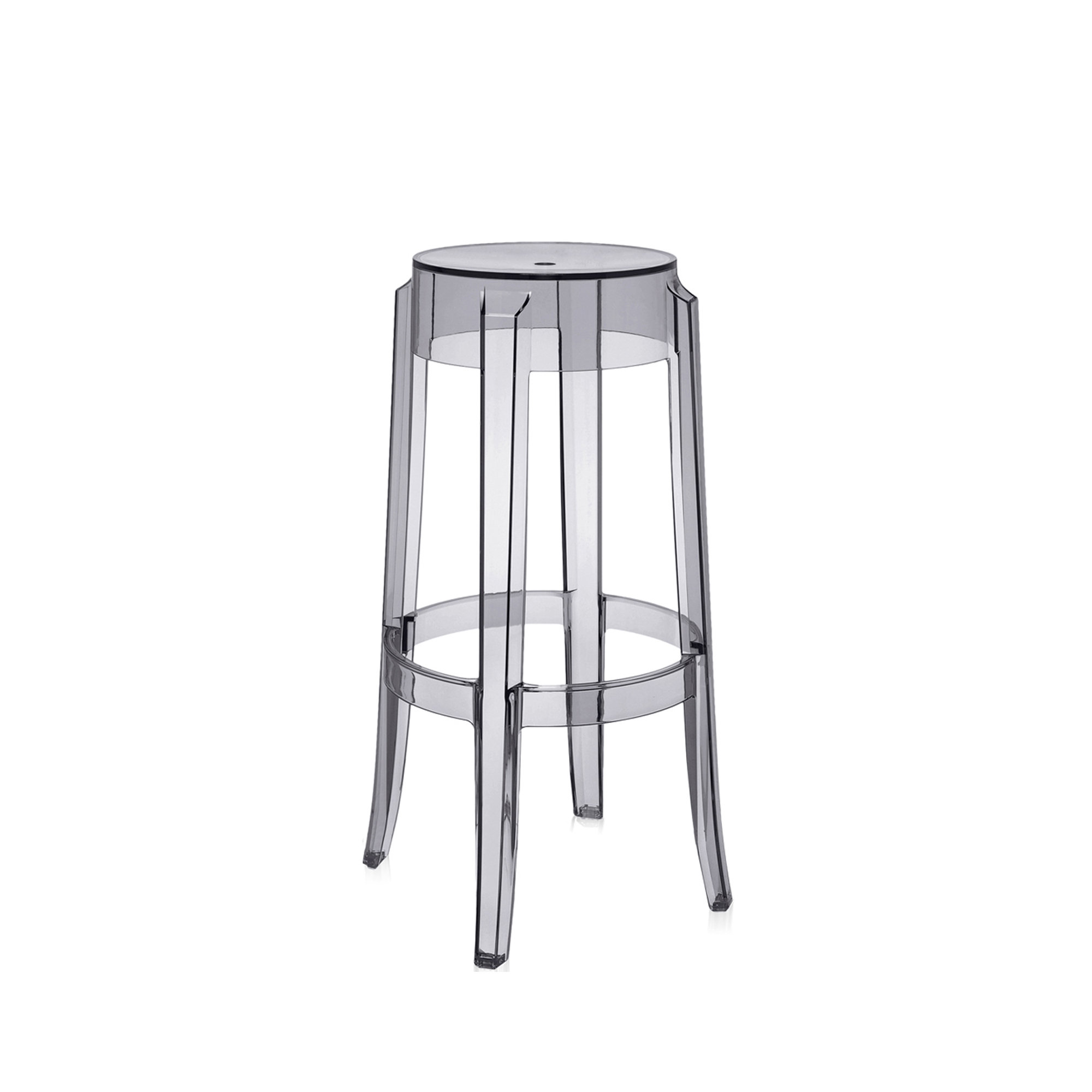 Charles Backless Outdoor Bar Stool, 29.53", Smoke Gray