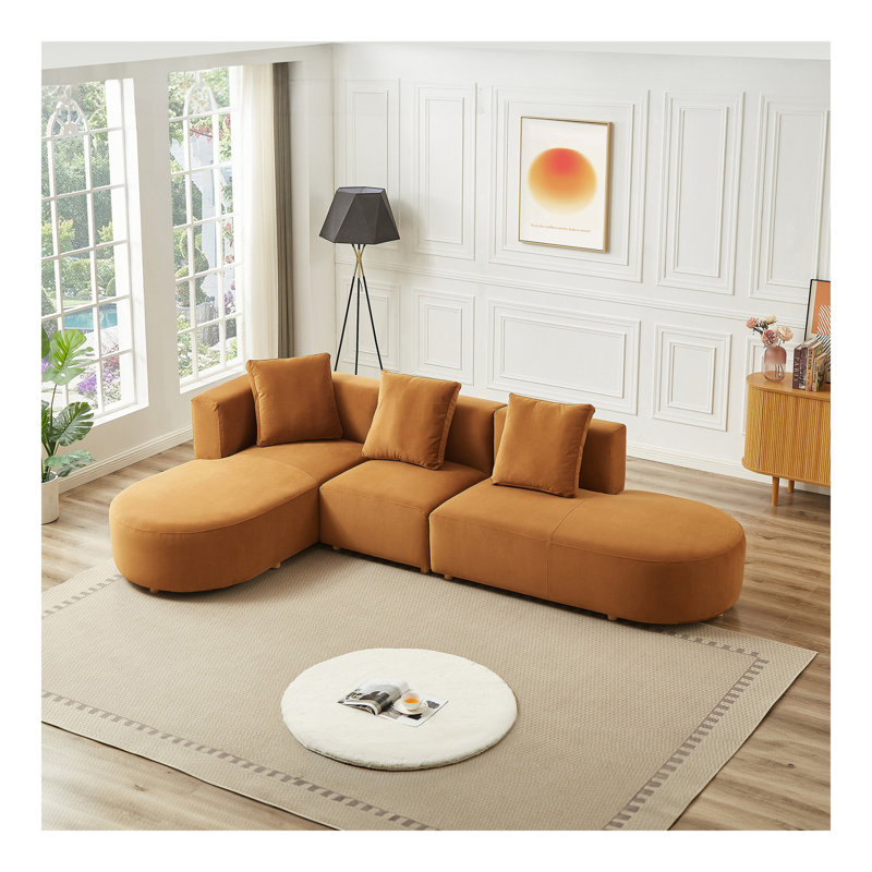 Canapé modulaire en velours Orby faisant face à la gauche