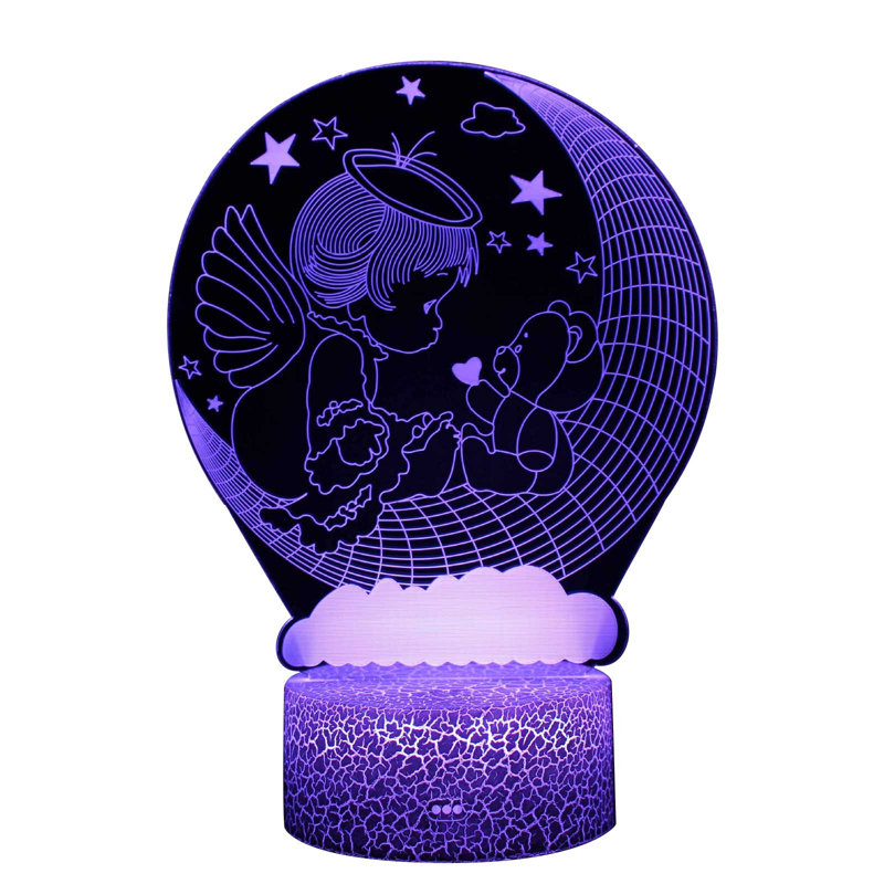 Veilleuse 7 couleurs changeant de couleur lampe de bureau en acrylique plat ABS USB câble cadeau d'anniversaire jouet