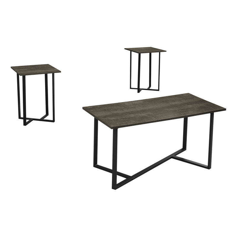 Ensemble de table, ensemble de 3 pièces, café, bout, salon, stratifié, métal, contemporain, moderne