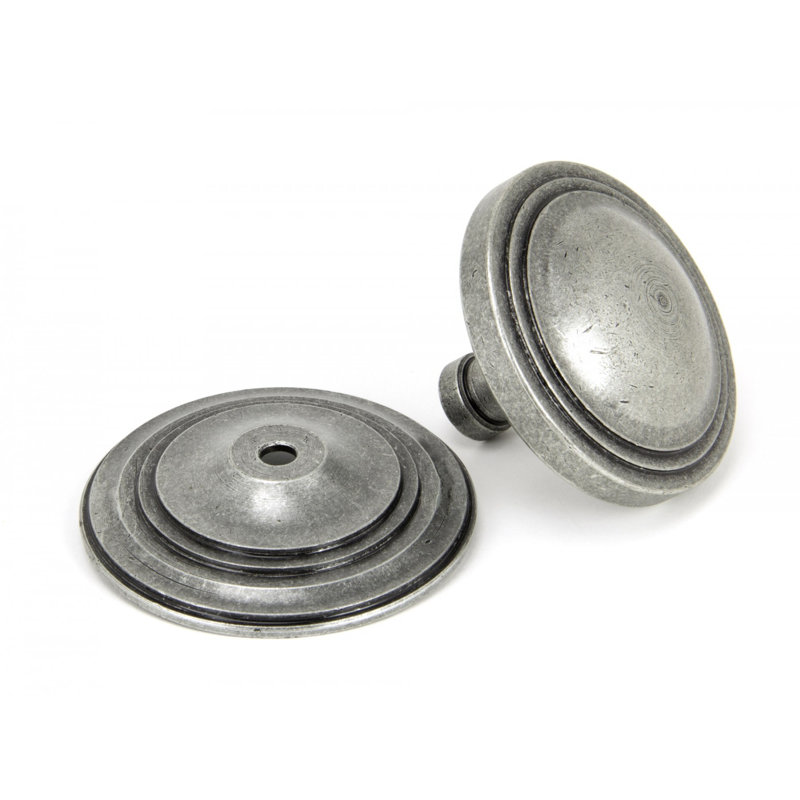 Art Deco Centre Door Knob, Pewter Patina