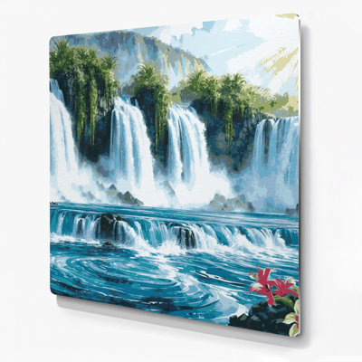 «Hawaiian Waterfalls», art mural en métal vert