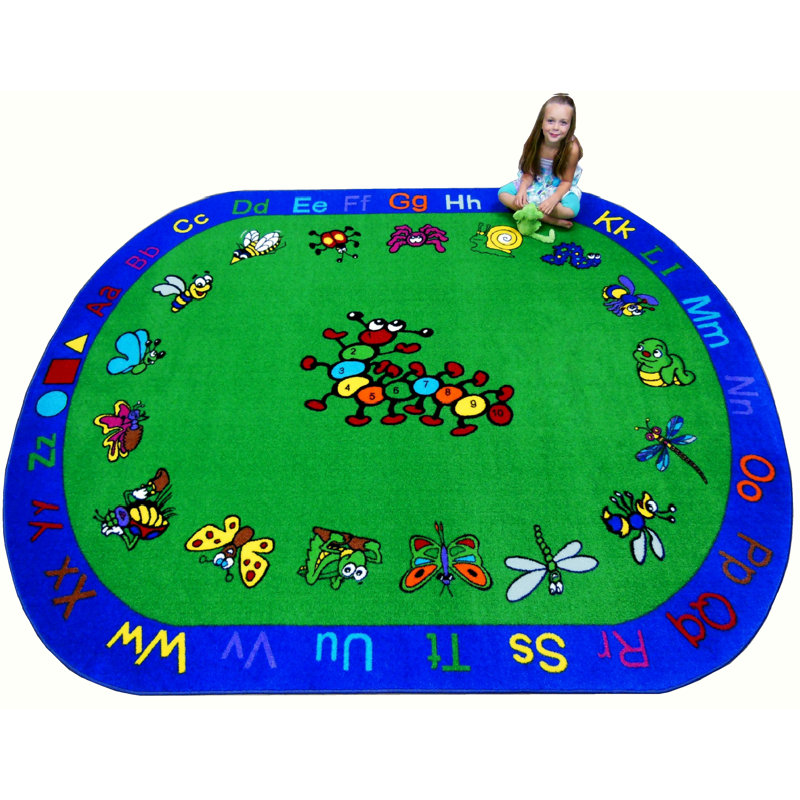 Vert/tapis décoratif bleu Polk, Ovale 8 pi x 10 pi