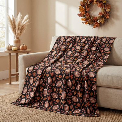 Jeté d'automne en flanelle, feuilles d'érable brunes, feuillets noirs moelleux, pelucheux, douillets, douillets en molleton pour canapé-lit, cadeaux idéaux pour les adultes