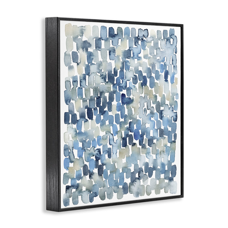 «Coastal Tile Abstract», bleu doux, formes beiges, estampe numérique encadrée, art texturé par Grace Popp, H 14 po x l 11 po