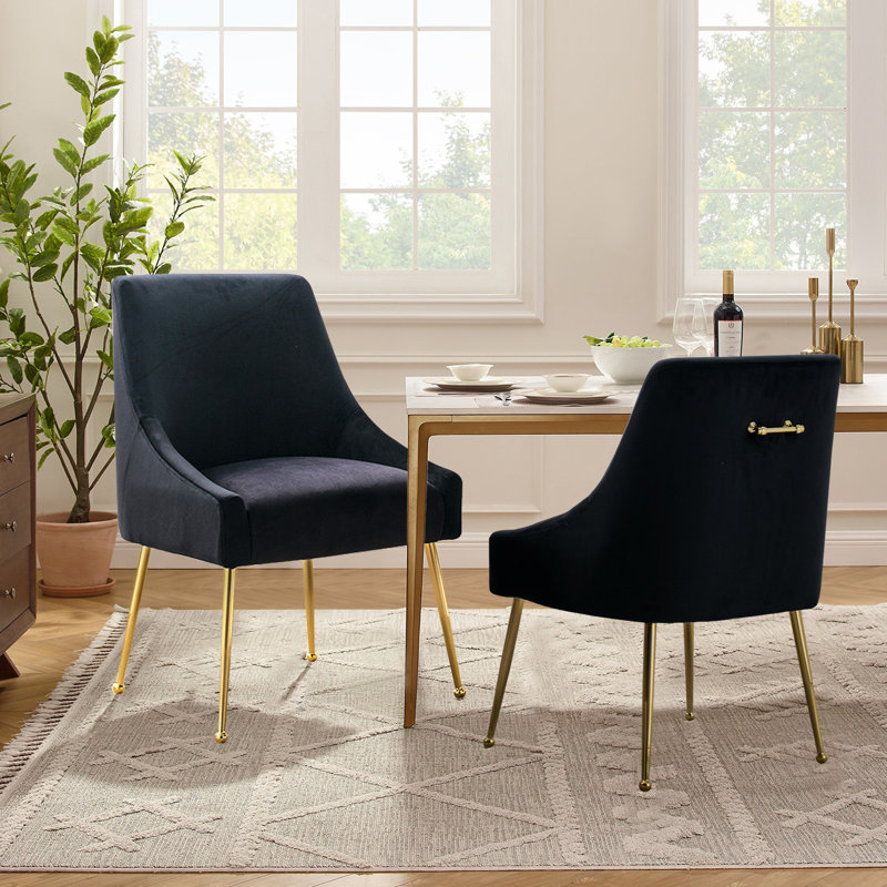  Chaise d'appoint rembourrée Krafick, Velours noir