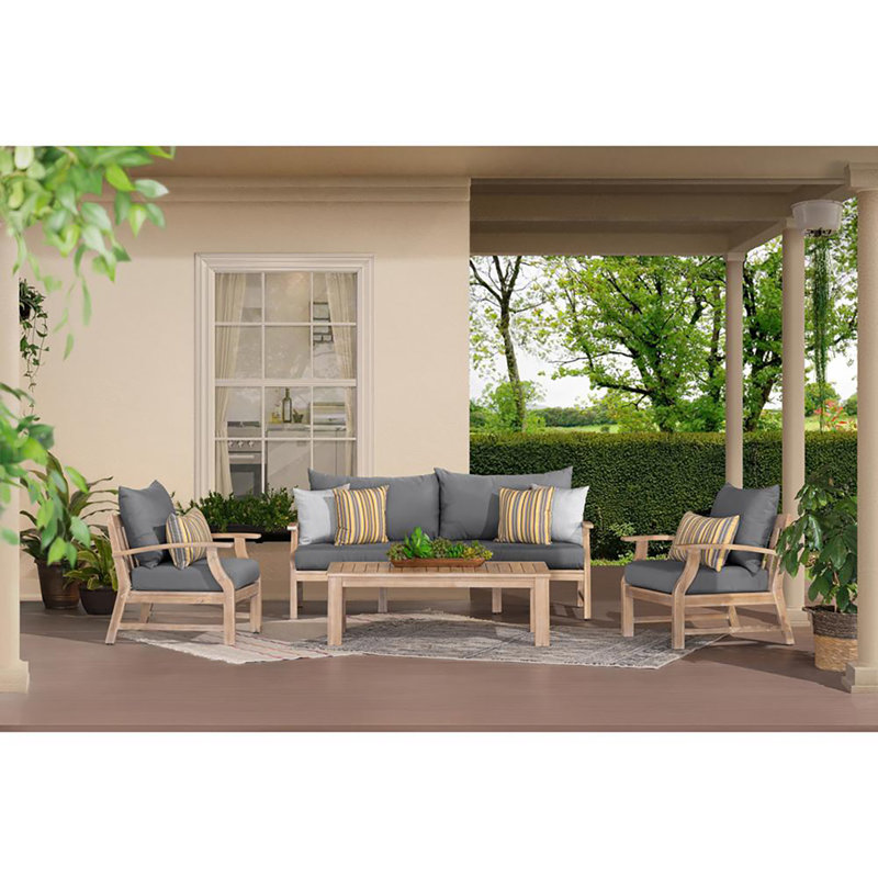 Ensemble de conversation 4 pièces avec coussins Sunbrella Paulet, Sunbrella® gris anthracite