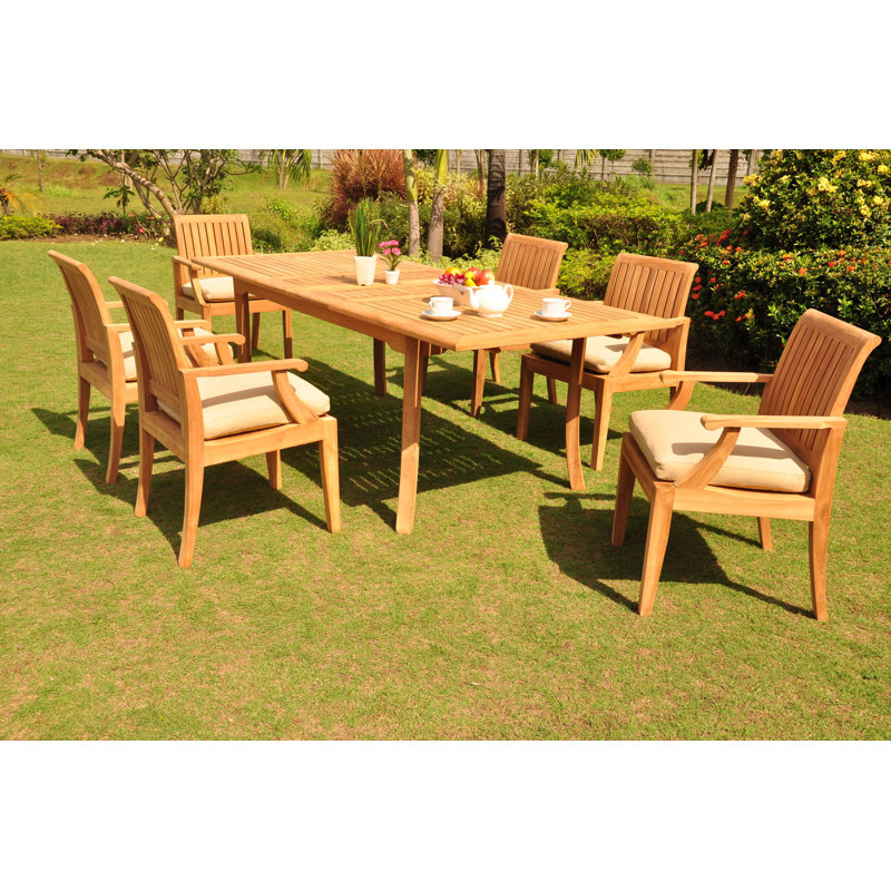 Jauss Outdoor 13 - Piece Teak Dining Set, 6, 30.5" H x 94" L x 40" W