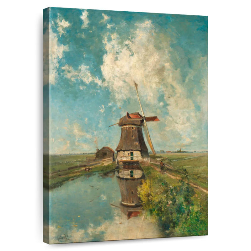 Alvord un moulin à vent sur une voie navigable Polder, H 12 po x l 8 po