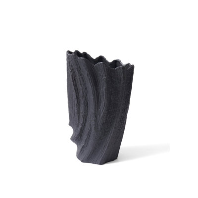 Elegant Black Ceramic Vase, 9.1 x 6.3 x 15.0 inches | 100% Durable Ceramic | Perfect for Home Decor & Floral Arrangements, Stylish Centerpiece for Living Room, Dining Room, or Office, Timeless Design