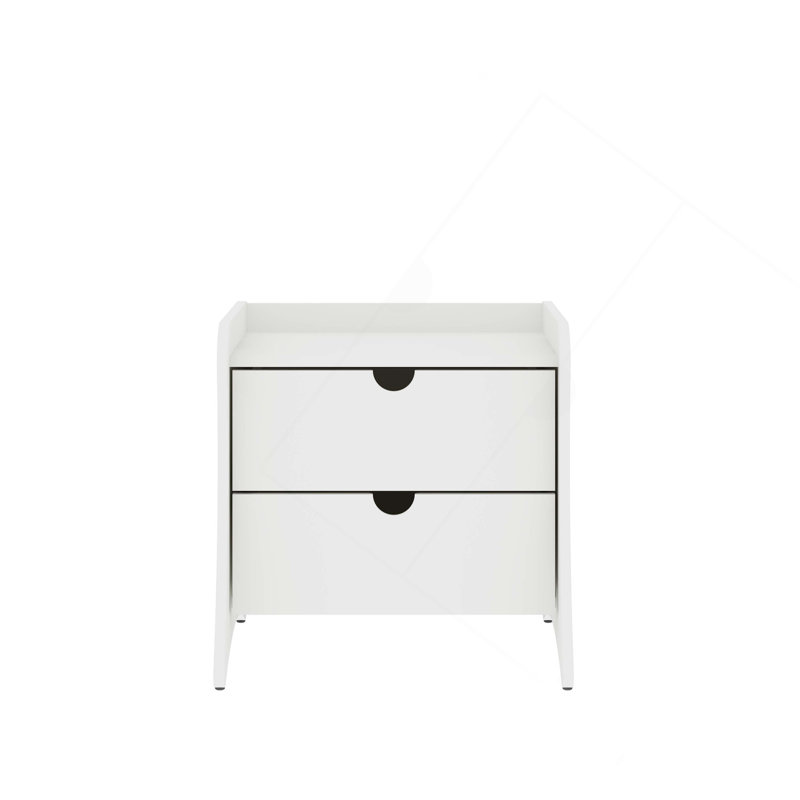 Table de chevet 20 po Coney en blanc (2 tiroirs), Blanc