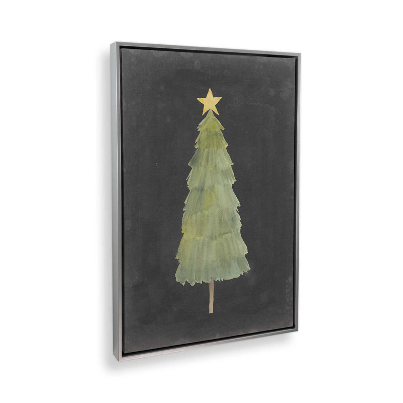 Impression d'arbre de Noël minimaliste sur toile, H 12,75 po x l 8,75 po, Encadrement argenté