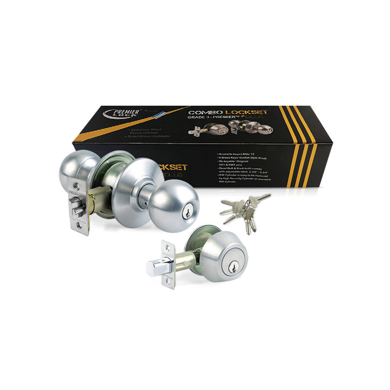 Knobs With Deadbolt Reversible Entry Set, Silver