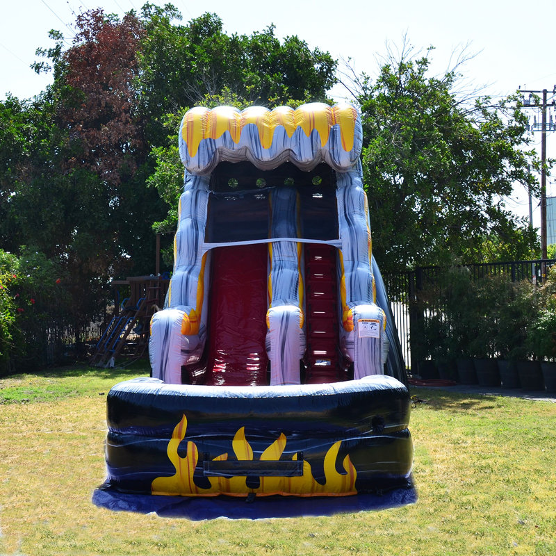 Giant Blue and Orange Inflatable Water Slide with Splash Pool
