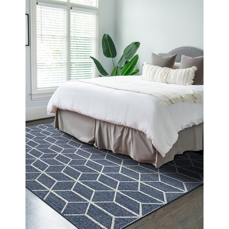 Tapis contemporain bleu Ohanlon, Rectangle 2 pi x 3 pi 1 po