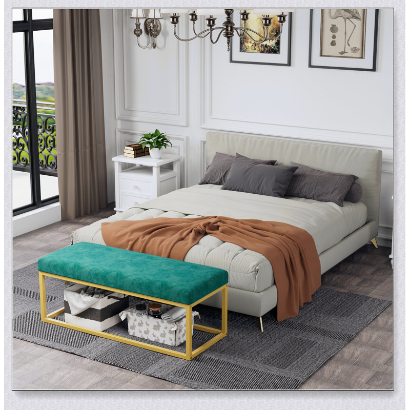Banc de rangement Mid-Century moderne avec structure en acier et cuir synthétique, idéal pour le vestibule et le salon, pouvant supporter jusqu'à 600 lb.