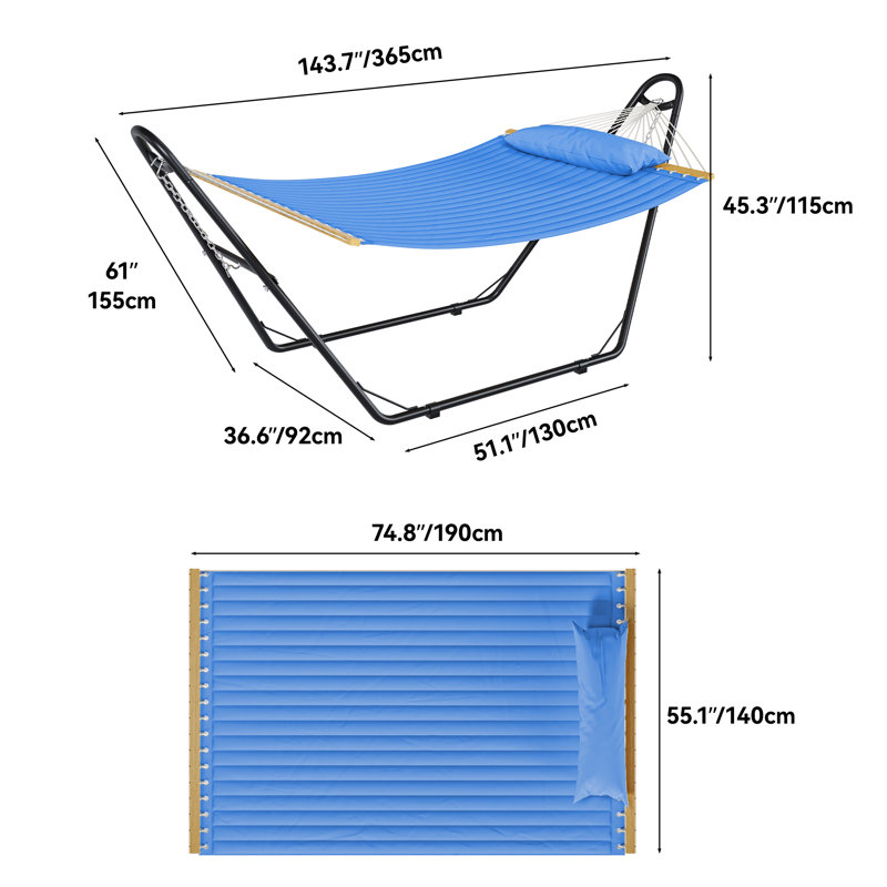 Raydan 2 Person Spreader Bar Hammock with Stand