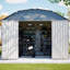 Remise de rangement extérieure en acier galvanisé brun de 1012 pi avec cadre de plancher pour une utilisation intensive, avec construction résistante aux intempéries, grande ouverture de porte, fenêtres transparentes, loquet et évents pour une chaleur efficace-130040903