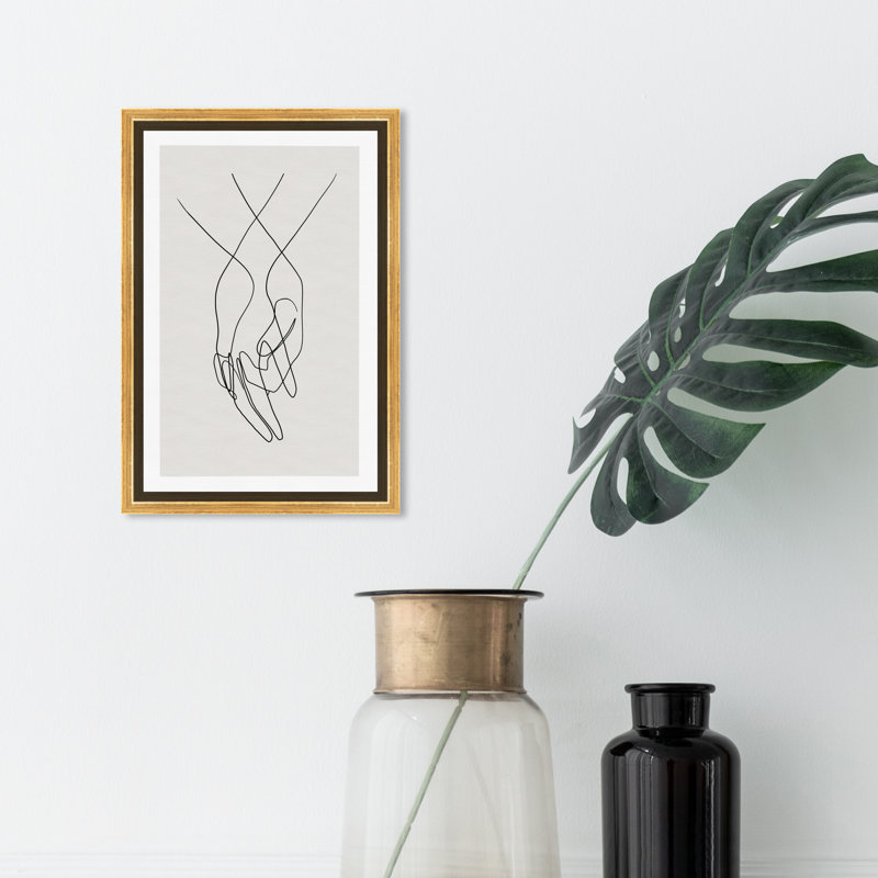 «Hands Shapes», impression sur toile, Toile encadrée, H 15 po x l 10 po, Doré