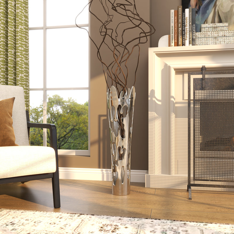 Moderna Aluminum Floor Vase, Silver