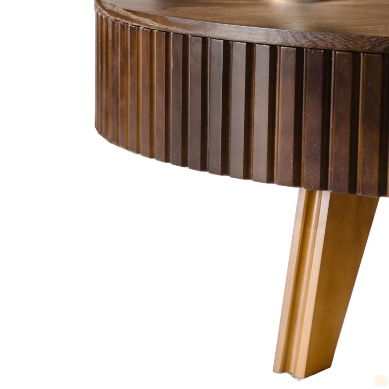 Table basse 39,37 po avec espace de rangement, Brown Top/Natural Base