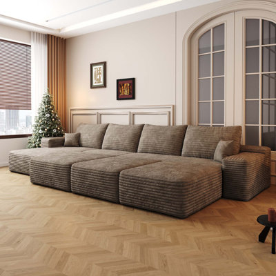 Luxurious Modular Sofa Bed for Living Room with Plush Fabric and No Assembly