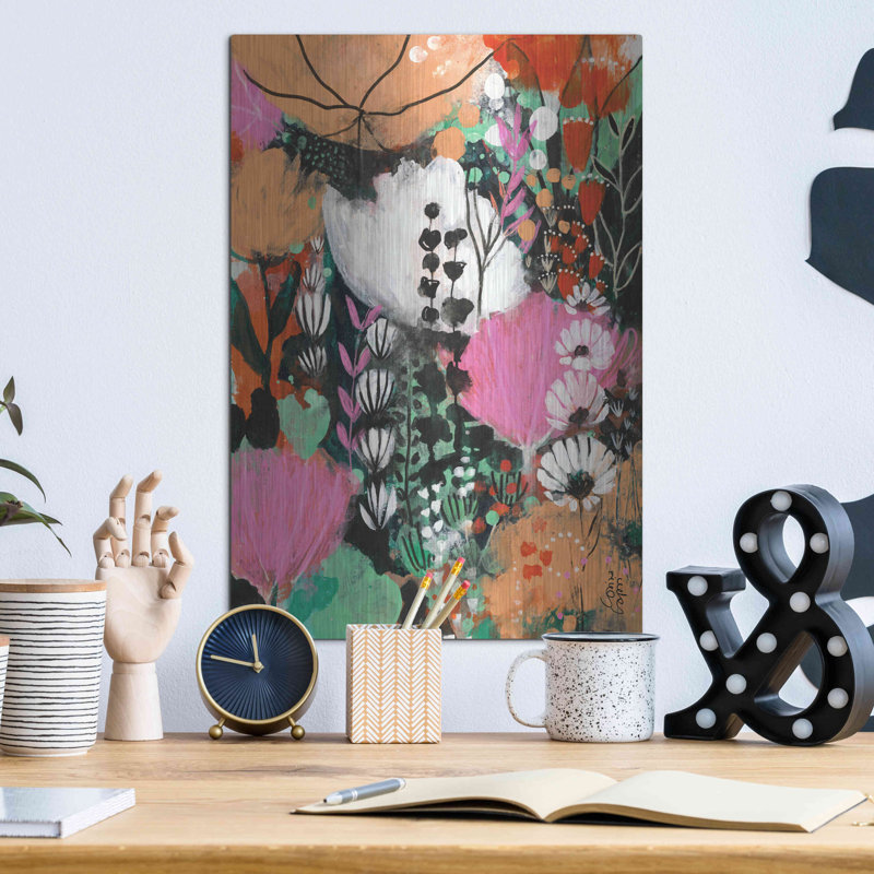 Art mural en métal Strawberry Moon par Corina Capri, H 16 po x l 12 po
