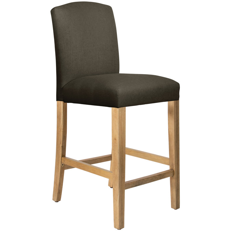 Tabouret de bar et de comptoir April, Tabouret de bar (siège d'une hauteur de 31 po), Lin ardoise classique, Bois naturel