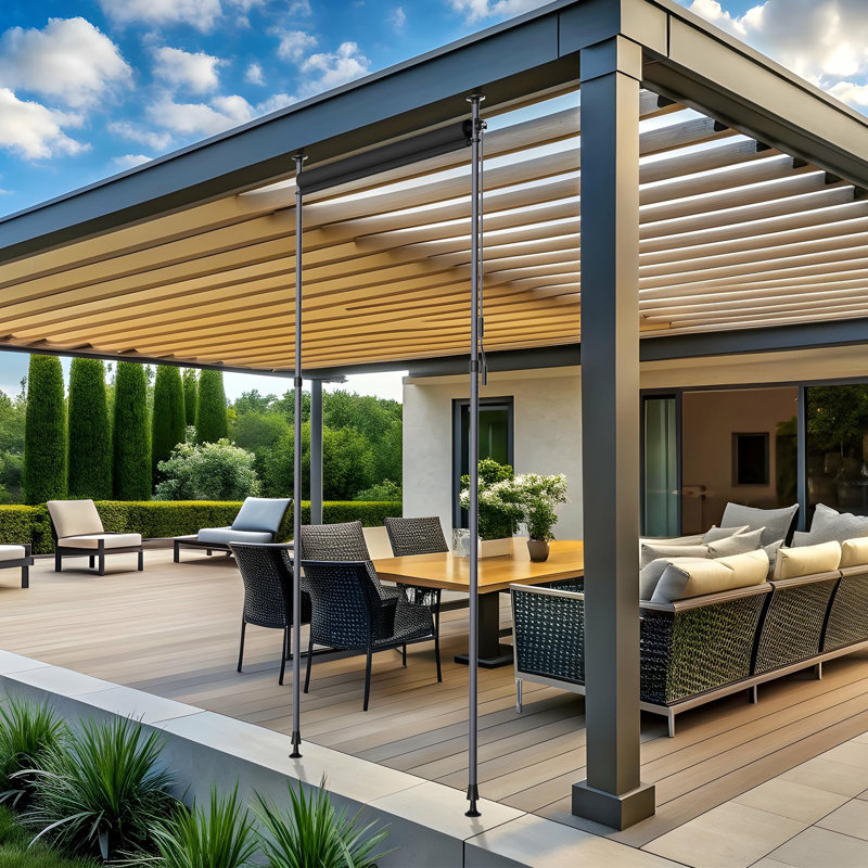 Clamp Awning Vertical Awning, Vertical Awning Balcony Outdoor Extendable, No Drilling, Vertical Awning With Hand Crank, Privacy Screen, Sun Protection, Wind Protection, For Balcony, Grey