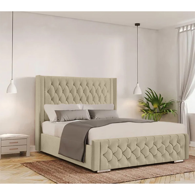 Athlene Upholstered Bed Frame, Double (4'6), Coffee