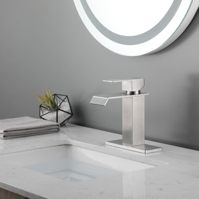 Single Handle Stainless Steel Bathroom Sink Faucet
