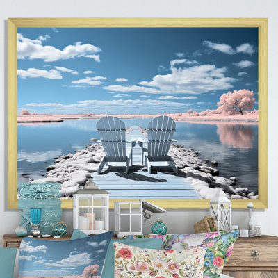 «Rine Turquoise Lakehouse Pier Of Dreams IV», reproduction sur toile