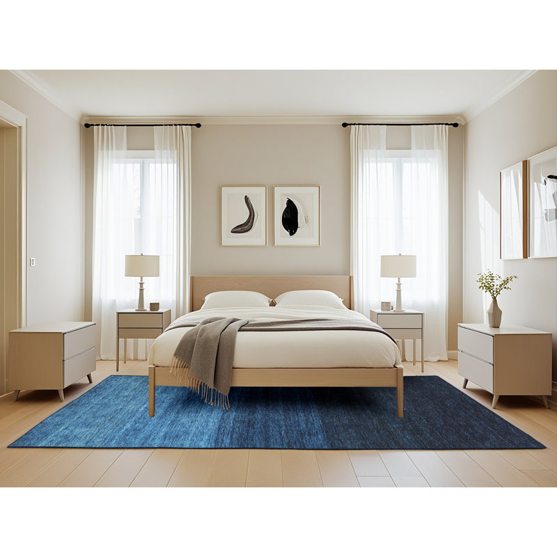 Tapis contemporain noir / bleu, Rectangle 5 pi x 8 pi