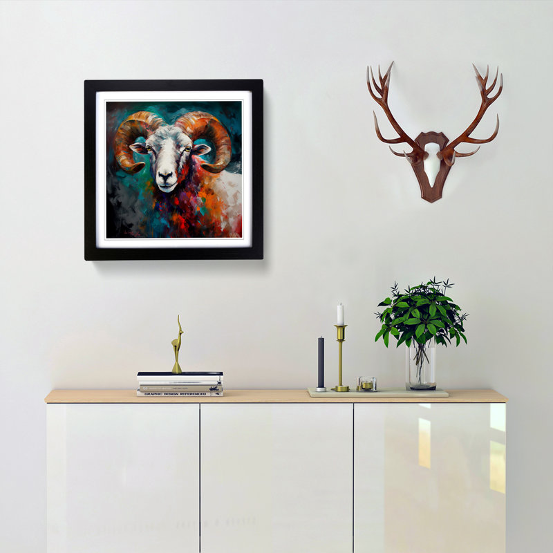 Ram Sheep Palette Knife - Framed Print, Black