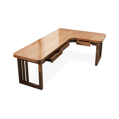 Modern and simple corner L-shaped desk with drawers