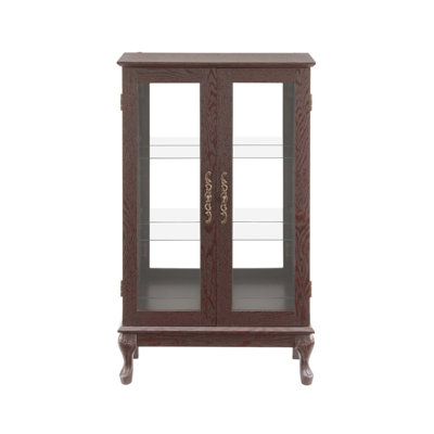 Elegant 2-Door Curio Cabinet with Tempered Glass, Mirrored Back, Adjustable Shelves, and Internal Lighting for Home and Office