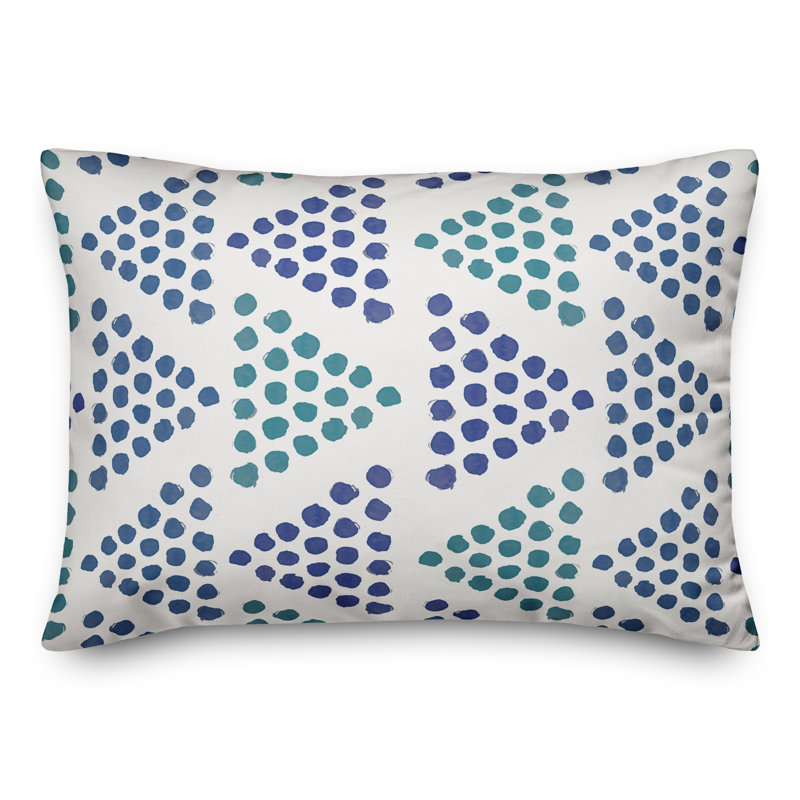  Coussin décoratif intérieur / extérieur en polyester à pois, H 14 po x l 20 po, Bleu