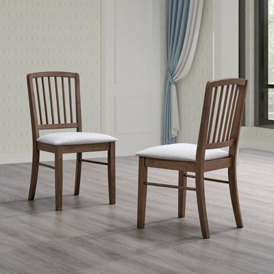  Ensemble de 2 chaises de salle à manger avec dossier à lattes, couleur noyer