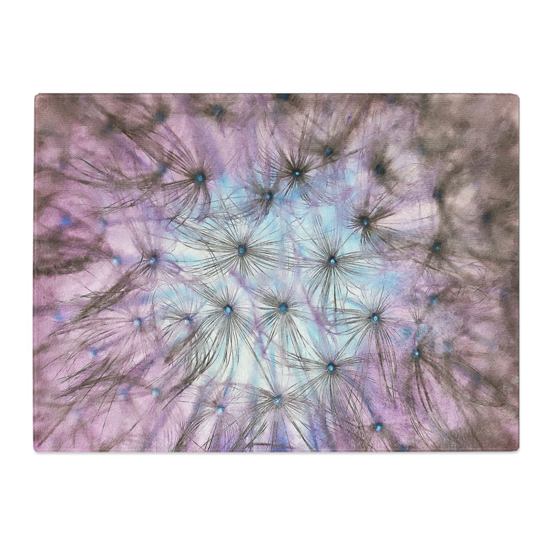 Dandelion Seeds In Blue & Pink  Glass Chopping Board