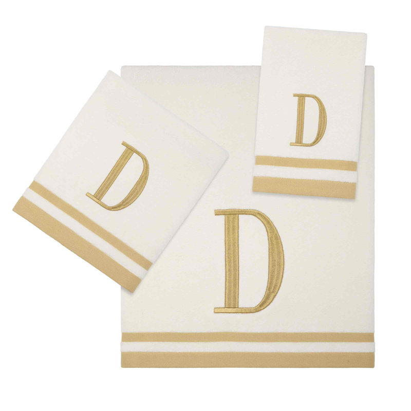IVR/GLD Monogram Towel Set, Ivory, 3 Piece Towel Set