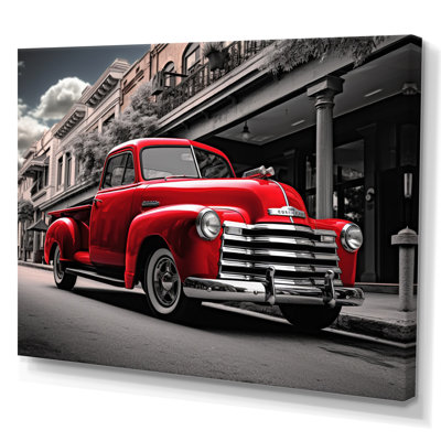 Red Pickup Truck Road Legends II - Transportation Wall Decor