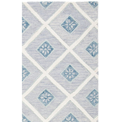 Tapis gris / ivoire en laine / coton touffeté à la main Metro