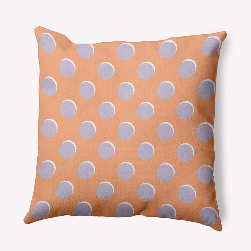 16" Orange Polka Dot Square Polyester Indoor/Outdoor Pillow