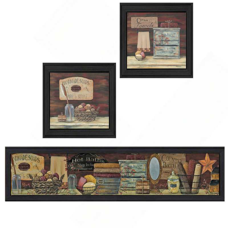 «Country Bath II Collection» par Pam Britton, reproduction d'art mural, affiche prête à accrocher