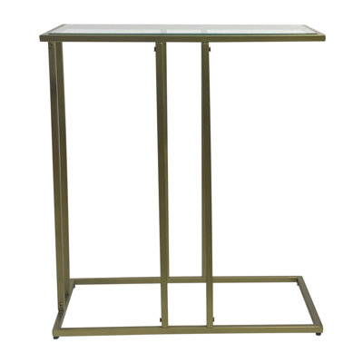 Gracie Mills Contemporary 26" Clear and Antiqued Gold Glass End Table