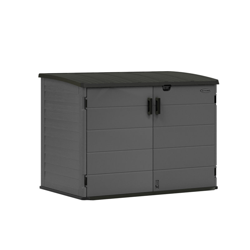 Suncast 70.5 in. W x 44.25 in. D Resin Horizontal Storage Shed for Trash Can Storage, Made in the USA