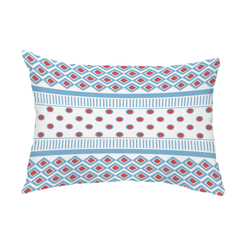 Geometric Outdoor Reversible Throw Pillow, Blue/Red
