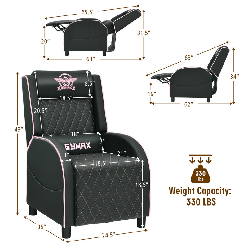 Faux Leather Massage Chair, Pink Faux Leather