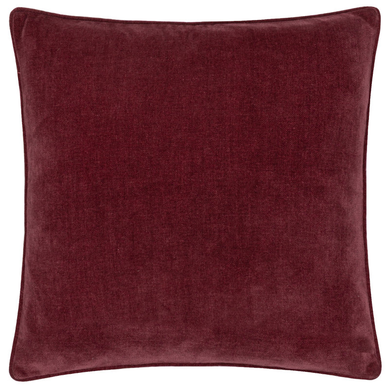 Heavy Chenille Square Throw Cushion, Feather, Red
